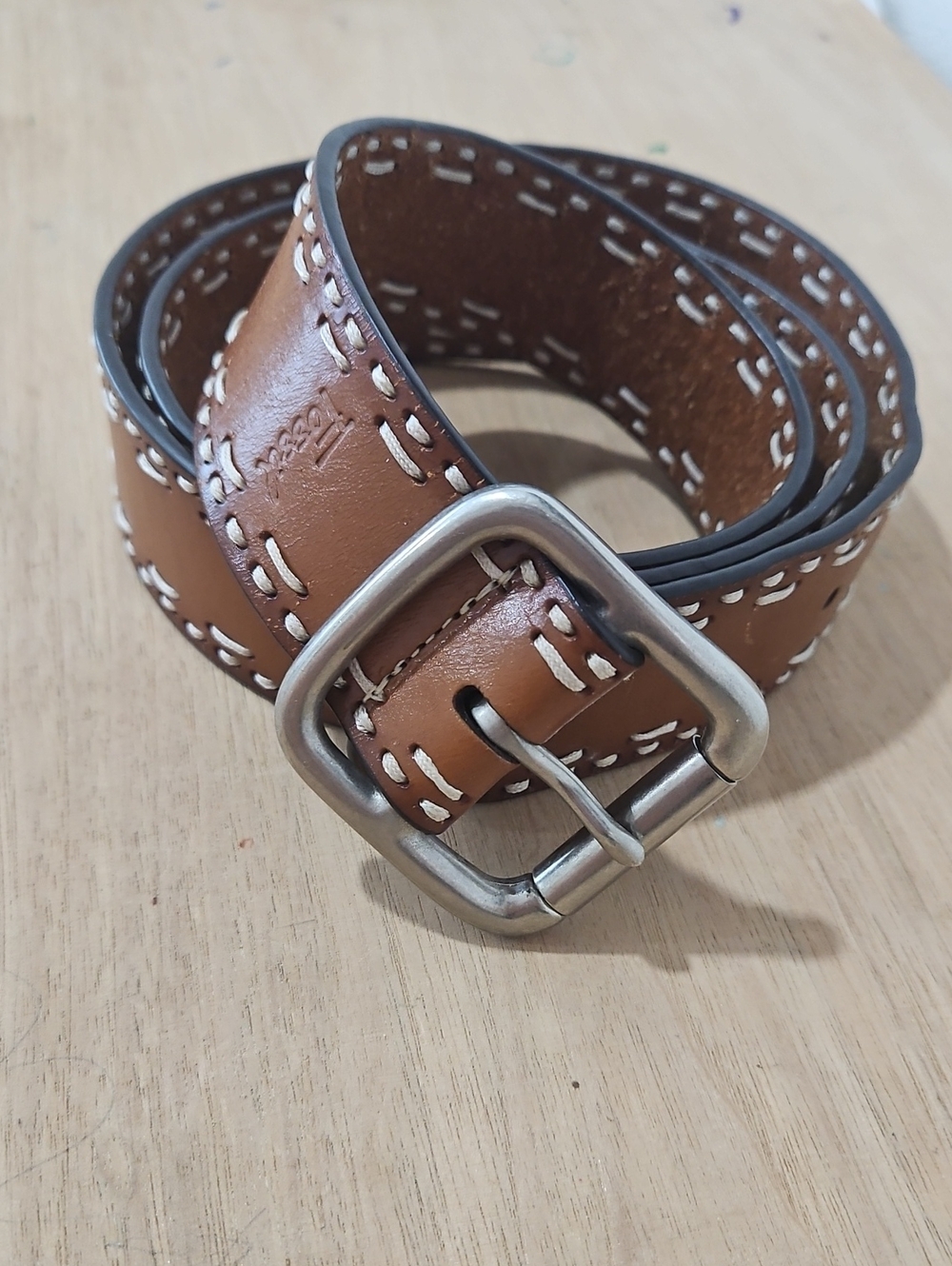 Fossil Leather Stitch Belt Size Large